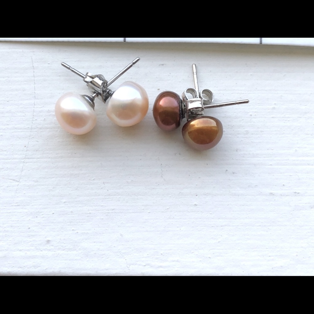Two pairs of warm toned earrings